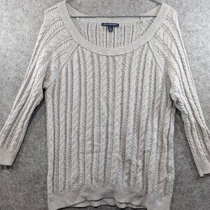 American Eagle Outfitters Women's Crew Neck Sweater Grey Cotton Wool - Medium